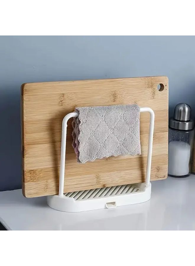 Grey Plastic Kitchen Sink Organizer With Towel Sponge Holder Drain Rack - Image 5