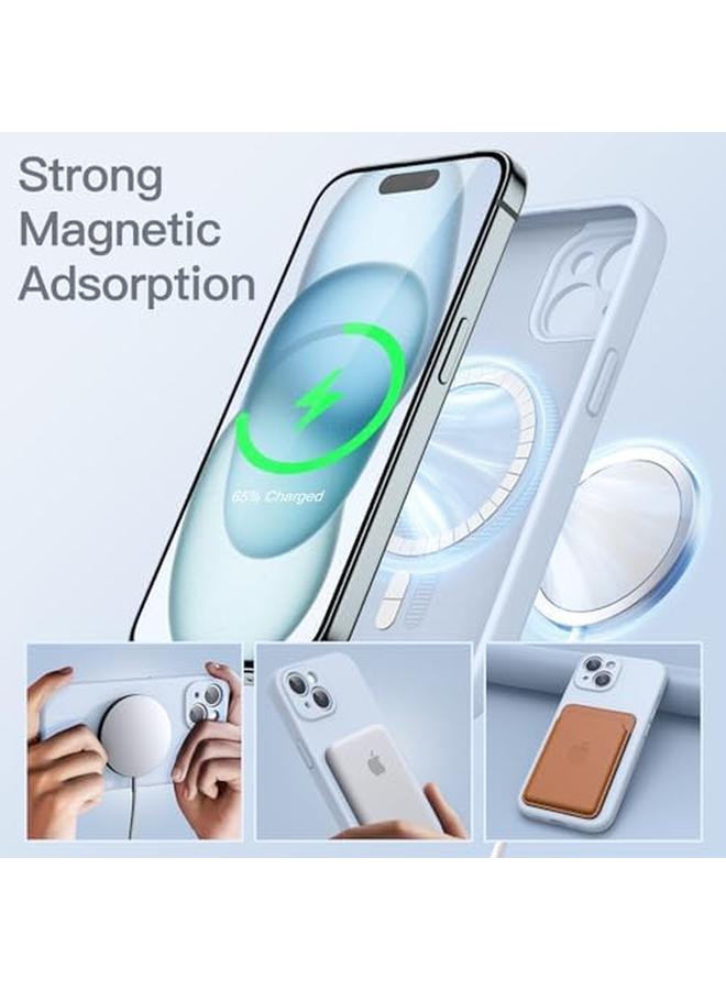 Jetech Magnetic Silicone Case For Iphone 15 6.1 Inch Compatible With Magsafe Phone Cover With Camera Lens Full Protection Blue - Image 3