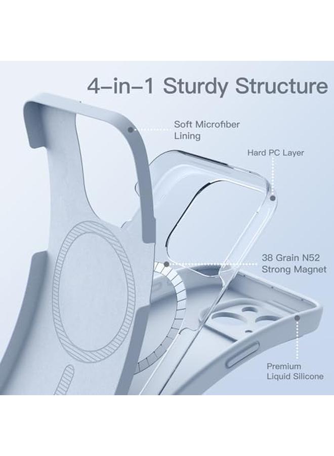 Jetech Magnetic Silicone Case For Iphone 15 6.1 Inch Compatible With Magsafe Phone Cover With Camera Lens Full Protection Blue - Image 4