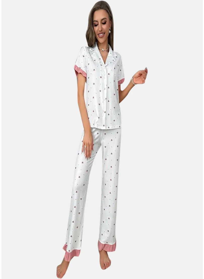 يونيكي White Printed Pyjamas & Shirt