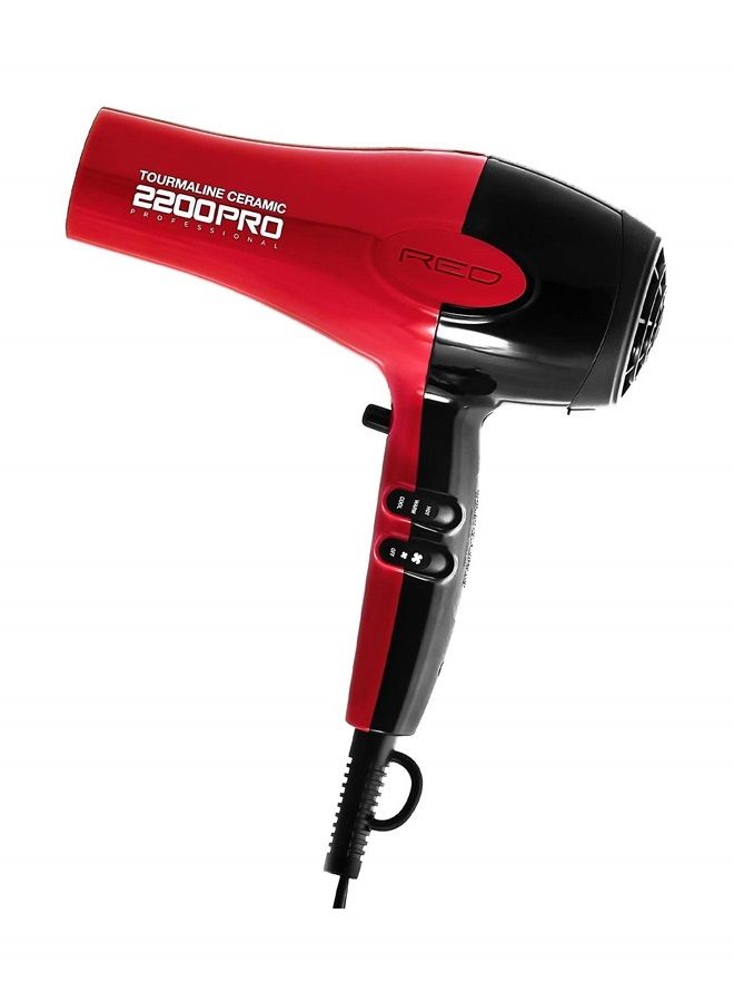 Red by Kiss Tourmaline Ceramic 2200 PRO Professional Hair Dryer 2 Extra Combs Included (BD07N) Creating Silky, Smooth and Healthy Hair Without Frizz - Image 2