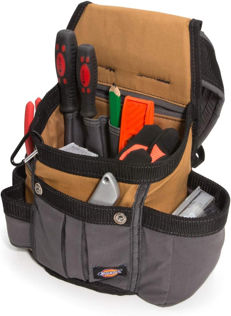 Dickies حزام أدوات مبطن بـ 8 جيوب / حقيبة متعددة الاستخدامات، حزام قابل للتعديل 3 بوصات، بناء قماش متين، تان / رمادي - Image 2