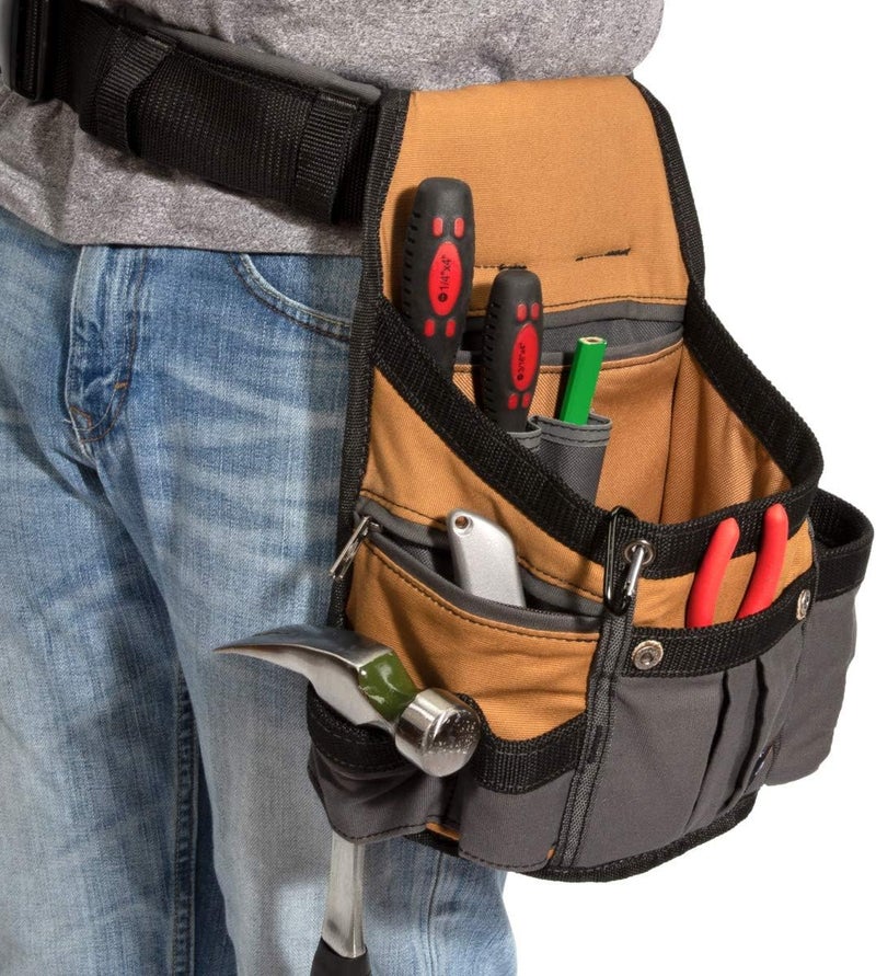 Dickies حزام أدوات مبطن بـ 8 جيوب / حقيبة متعددة الاستخدامات، حزام قابل للتعديل 3 بوصات، بناء قماش متين، تان / رمادي - Image 5