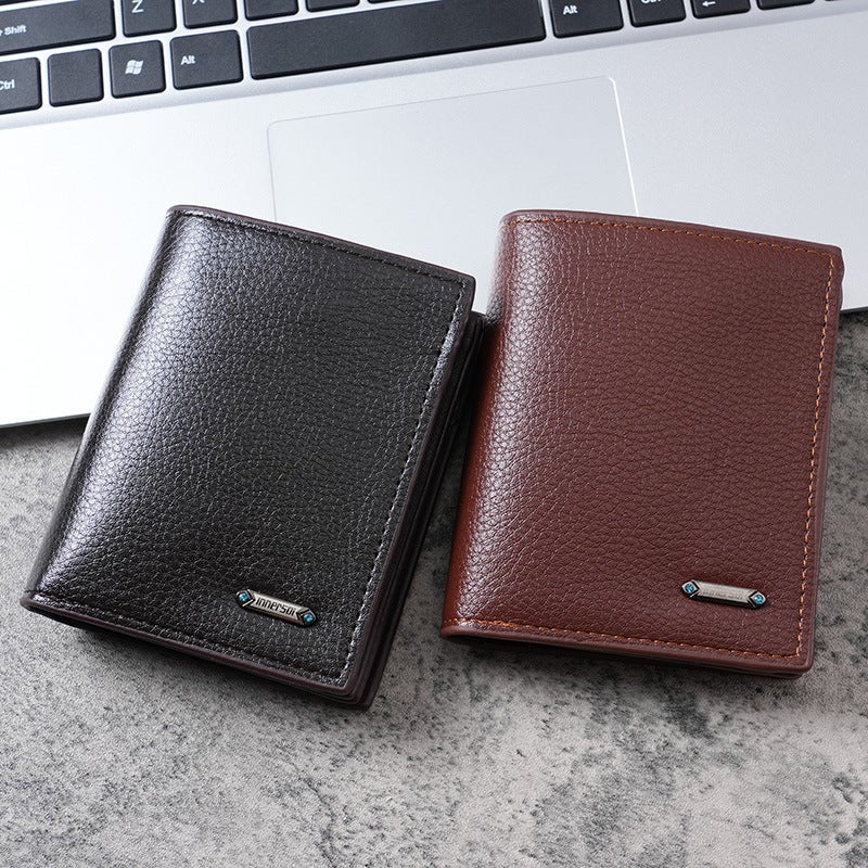 Multifunctional Solid Color PU Leather Wallet, RFID Blocking Design Portable Daily Storage Purse for Cards Cash Coin Business Use - Image 1