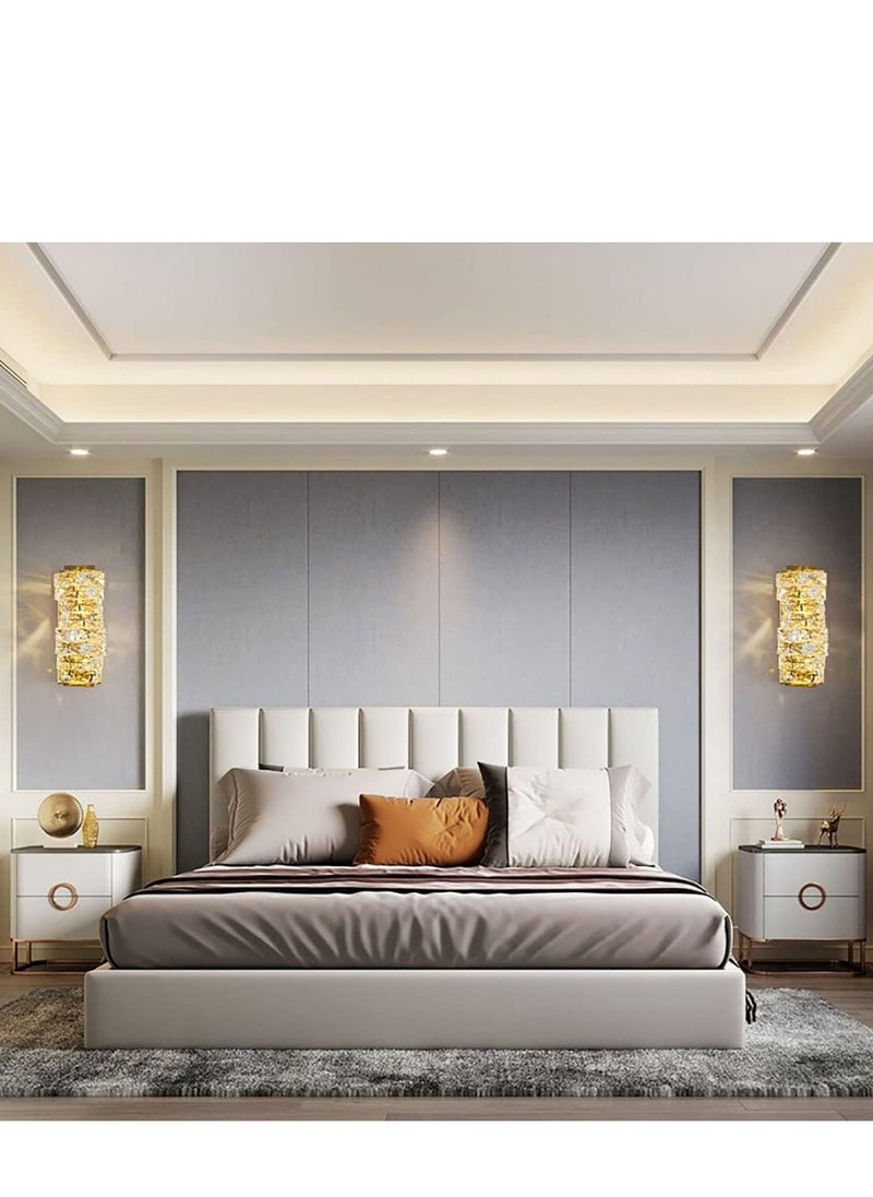 NOAEOU NOAEOU Crystal Wall Sconces,Modern Dimmable LED Wall Light Fixtures,Luxury Indoor Gold Wall Lamp for Living Room Bedroom Bathroom Hallway Doorway Stairway,Bedside,Tricolor Vanity Lighting Fixture  - Image 5