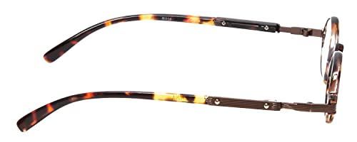 Calabria R314/R501S Vintage Metal Reading Glasses +1.25 Tortoise Men Women Designer Professor Round Single Power Readers - Image 3