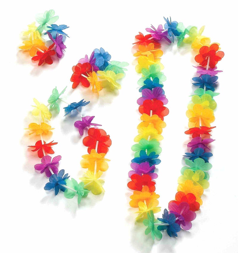 Rubies Hawaiian Lei Silk Flower Wristlets 2-Piece Set - Image 1