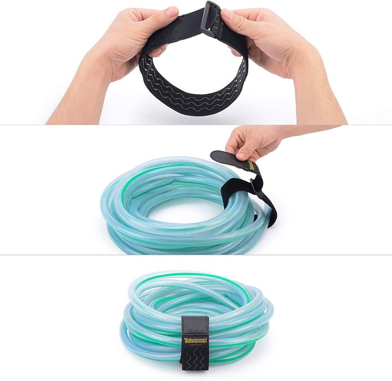 Trilancer Elastic Cinch Straps with Anti-Slip Strips, 2" x 18"(8 Pack) Hook and Loop Storage Strap with Buckle, Bundling Straps for Extension Cords, Cables, Ropes, Hoses, Bike, Boat, Pant Garters - Image 4