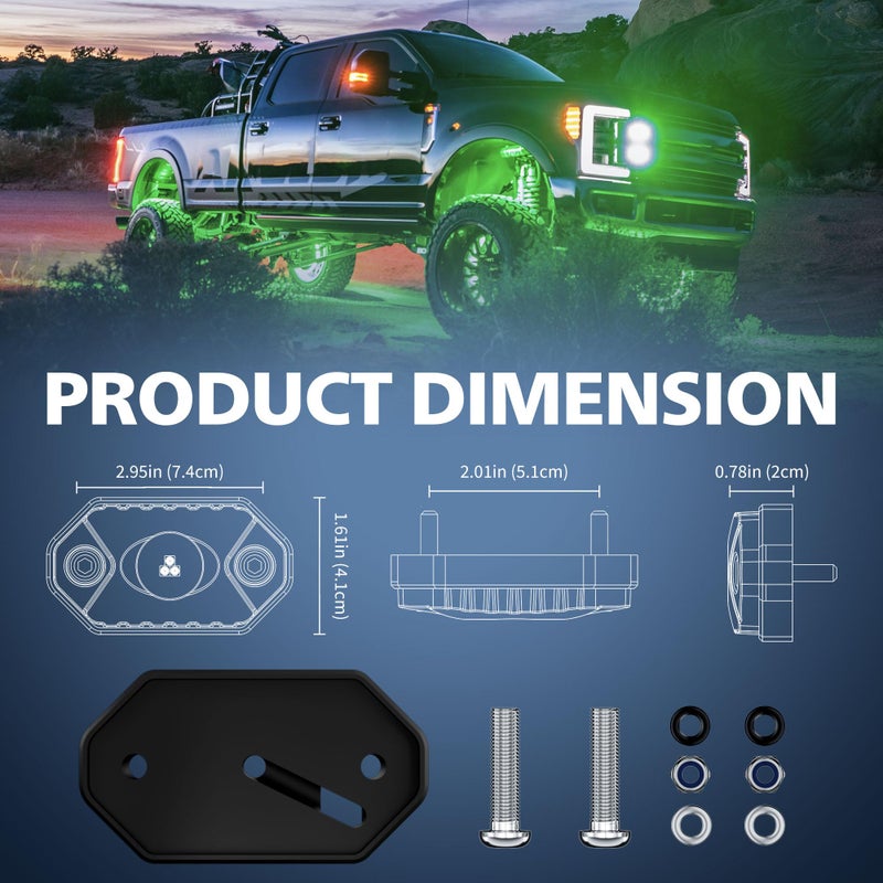 4WDKING White LED Rock Lights, 2 Pods IP68 Waterproof Underbody Glow Trail Rig Lamp LED Neon Lights for Truck Jeep Off Road Truck Car Boat ATV SUV Motorcycle - Image 5