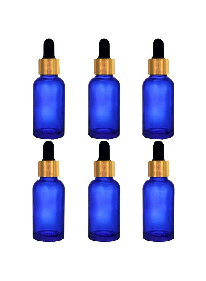 Devinez Multipurpose Blue Color Round Glass Bottle, 15 ml with Golden Black Glass Dropper (Pack of 6), for Beauty, Essential Oils, Blends, Skin Care, Travel, Toners, Cosmetic & DIY - Image 1