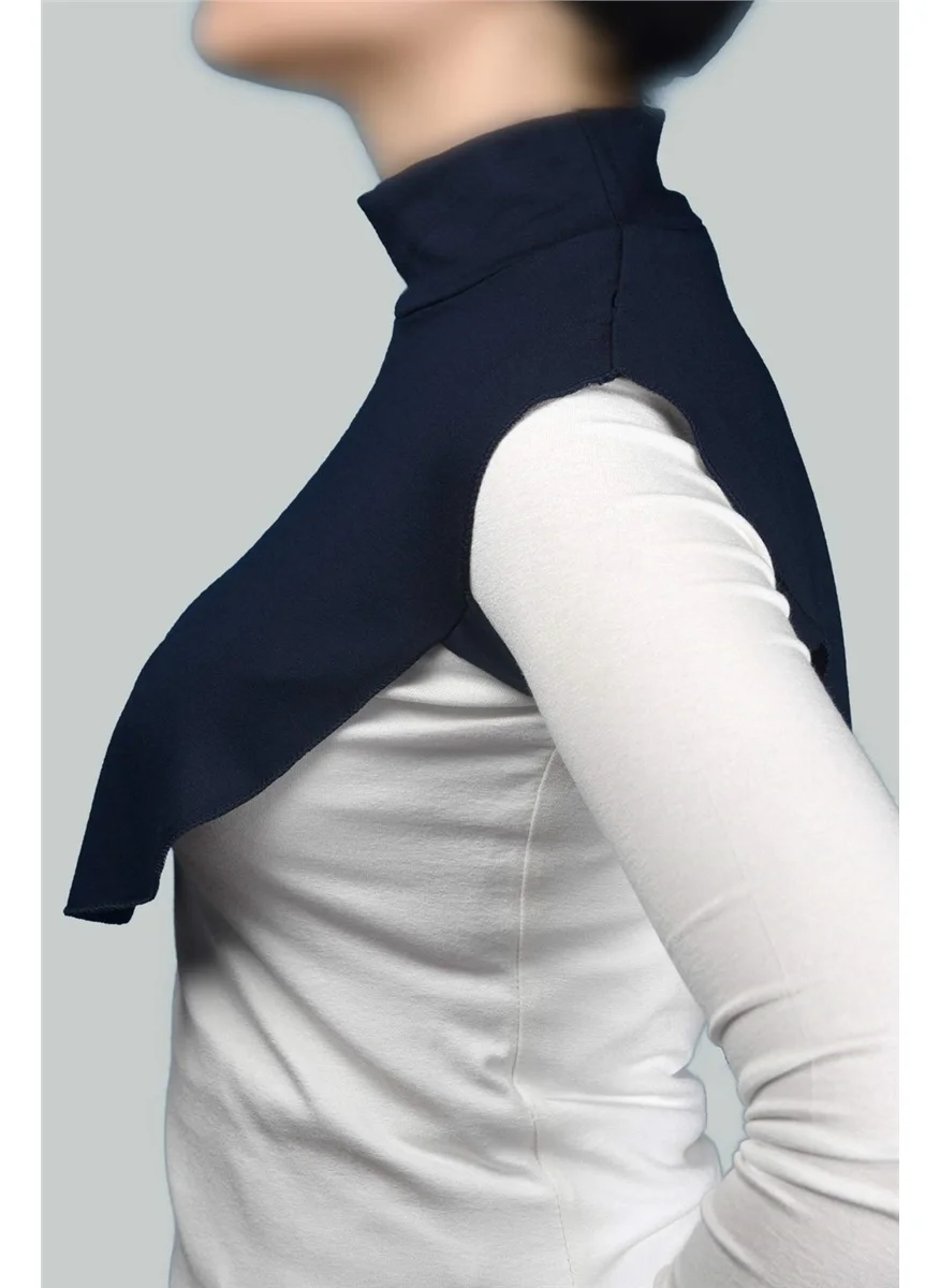 التوبة Plain Turtleneck Turtleneck Combed Cotton Hijab Neck Collar - Navy Blue