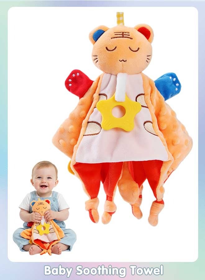 Sharpdo Baby Soothing Towel with Silicone Teething Toy, Baby Soothing Blanket for Infant, Newborn Gifts  (28x28CM) - Image 1