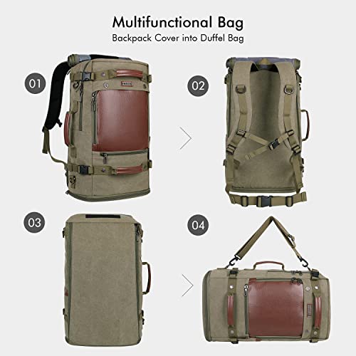WITZMAN Travel Backpack for Men Women Carry on Luggage Backpack Canvas Rucksack Duffel bag with Shoe Compartment（A2021 Light green） - Image 4