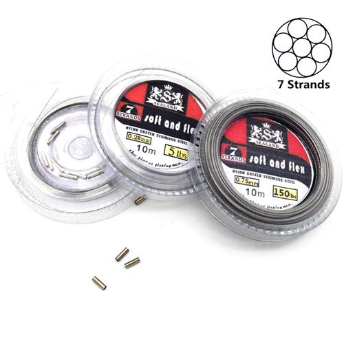 SENYUBBY 5LB-200LB 7 Strands Fishing Line Wire Leader Nylon Coated Stainless Steel Leader Wire with Crimps Sleeves (1pcs-50lb) - Image 2