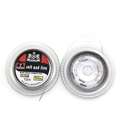 SENYUBBY 5LB-200LB 7 Strands Fishing Line Wire Leader Nylon Coated Stainless Steel Leader Wire with Crimps Sleeves (1pcs-50lb) - Image 3