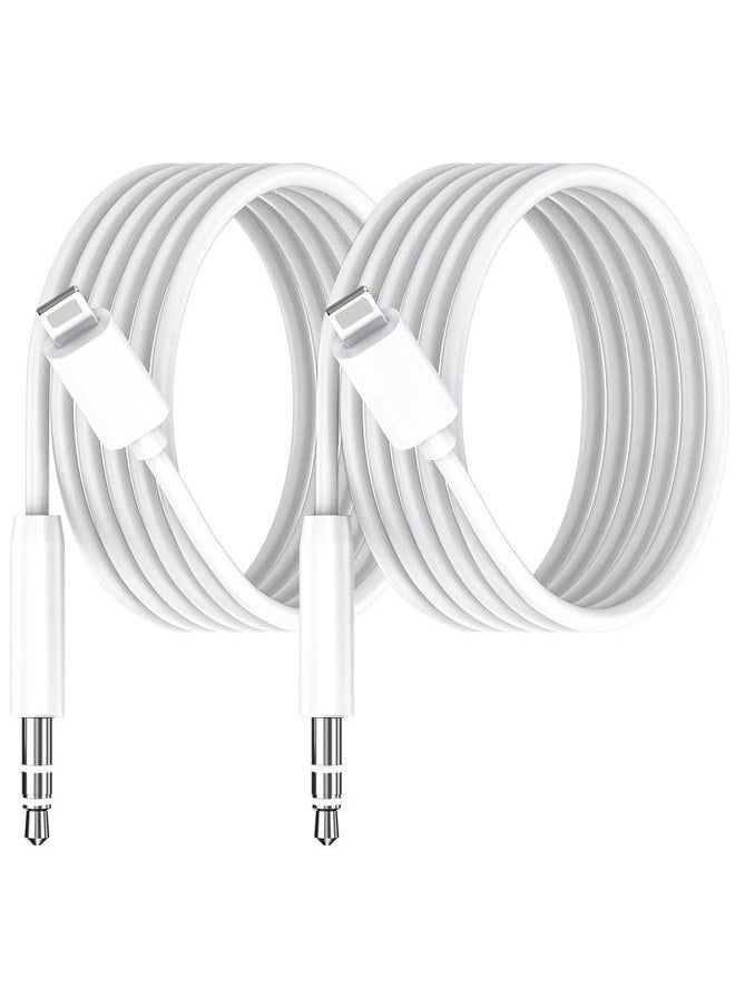 Belcompany - AUX Cord for iPhone, Lightning to 3.5mm Audio Cable 2Pack [Mfi Certified] iPhone Headphones Jack for iPhone 14 13 12 11 X XR XS 8 7 iPad iPod,Car Home Stereo, Speaker, Headphone - 3.3 ft, White - Image 1