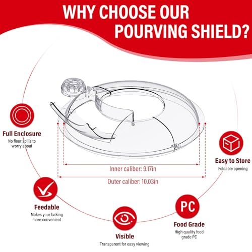 Wanyshapy Pouring Shield for KitchenAid 67Qt Bowl Lift Stand Mixer for Stainless Steel Bowls Only Splash Guard Mixers Bowl Cover for Kitchen aid 67Qt Accessories and Attachments Clear - Image 3