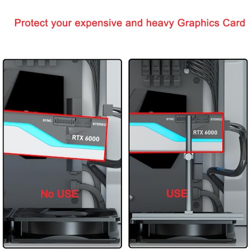 JOYJOM GPU Support Bracket, Graphics Card Support, GPU Bracket Brace, Video Card Sag Holder Bracket, GPU Stand, Adjustable Anti Sag GPU Stand for Fan Aluminum 129mm - Image 5