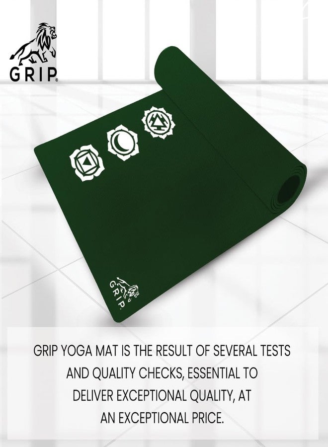 Grip Yoga Mat | 36 x 75 Inches | 10mm Thick |7 Chakras Design | Anti-Slip | Home & Gym | Men & Women | Green Color - Image 2