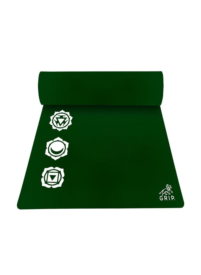 Grip Yoga Mat | 36 x 75 Inches | 10mm Thick |7 Chakras Design | Anti-Slip | Home & Gym | Men & Women | Green Color - Image 1