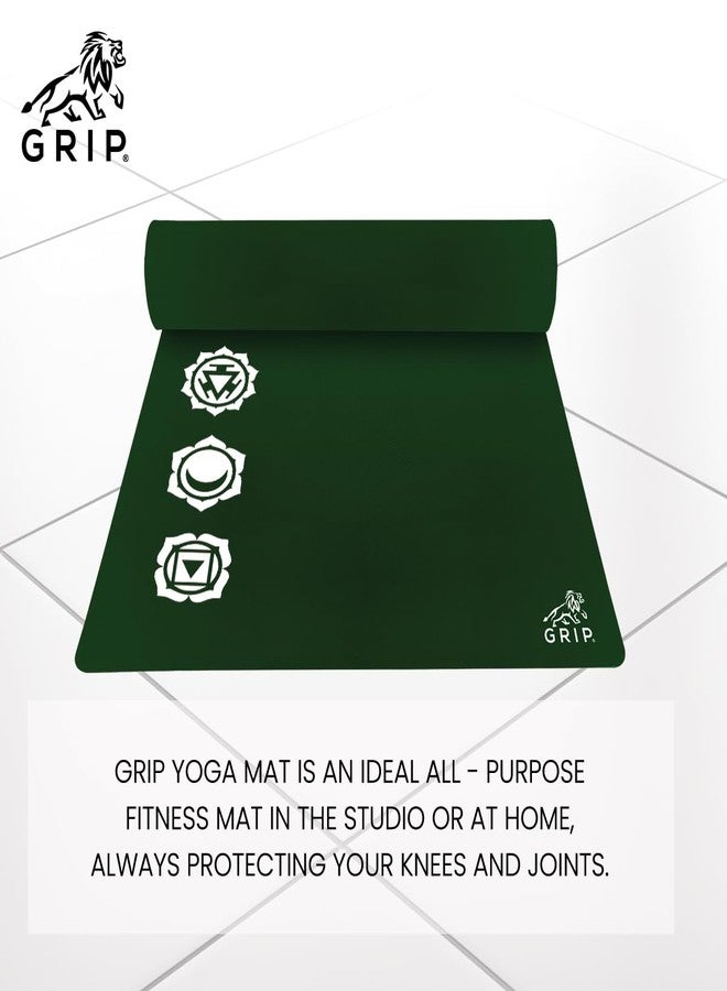 Grip Yoga Mat | 36 x 75 Inches | 10mm Thick |7 Chakras Design | Anti-Slip | Home & Gym | Men & Women | Green Color - Image 4