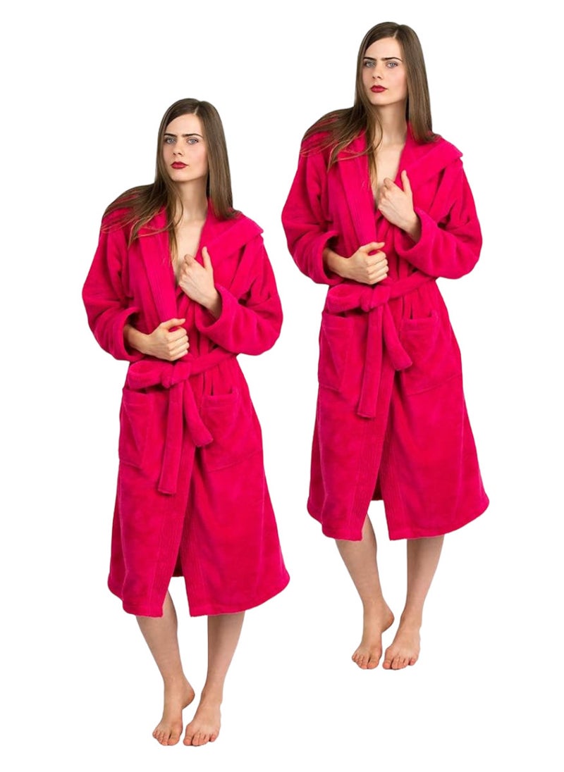 White Rose 2 Pieces Pinkish Red Color Terry Pattern Unisex Dressing Bathrobe Small size Hotel And Spa - Image 1