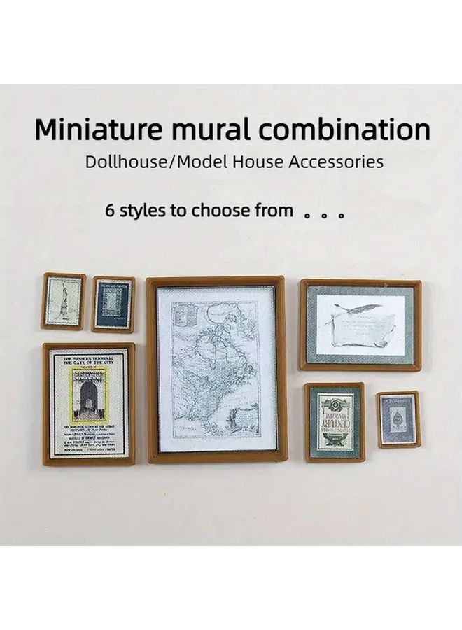 Miniature Mural Dollhouse Accessories Style B 6 Models Combination - Image 1