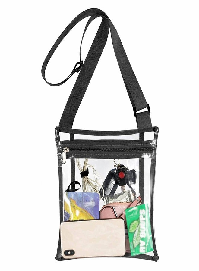Lify Women's Clear Stadium Approved Cross-Body Purse with Adjustable Strap - Vinyl Lightweight Waterproof Transparent Bag with Inside Pocket for Work, Sports Games and Concerts, Black - Image 1