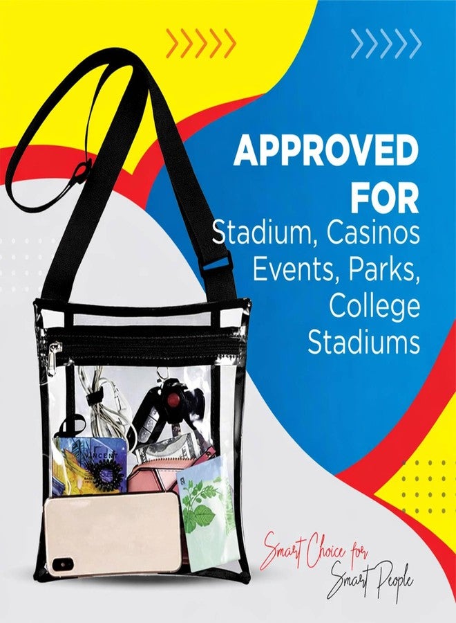 Lify Women's Clear Stadium Approved Cross-Body Purse with Adjustable Strap - Vinyl Lightweight Waterproof Transparent Bag with Inside Pocket for Work, Sports Games and Concerts, Black - Image 3