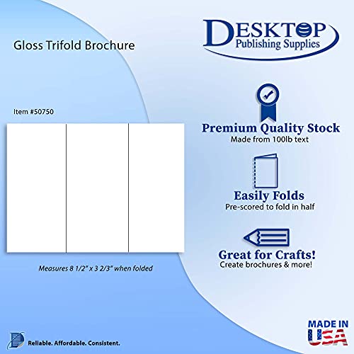 Desktop Publishing Supplies 38lb Bond Laser Gloss Tri-fold Brochures - 250 Glossy Brochures for Laser Printers Only - Image 2