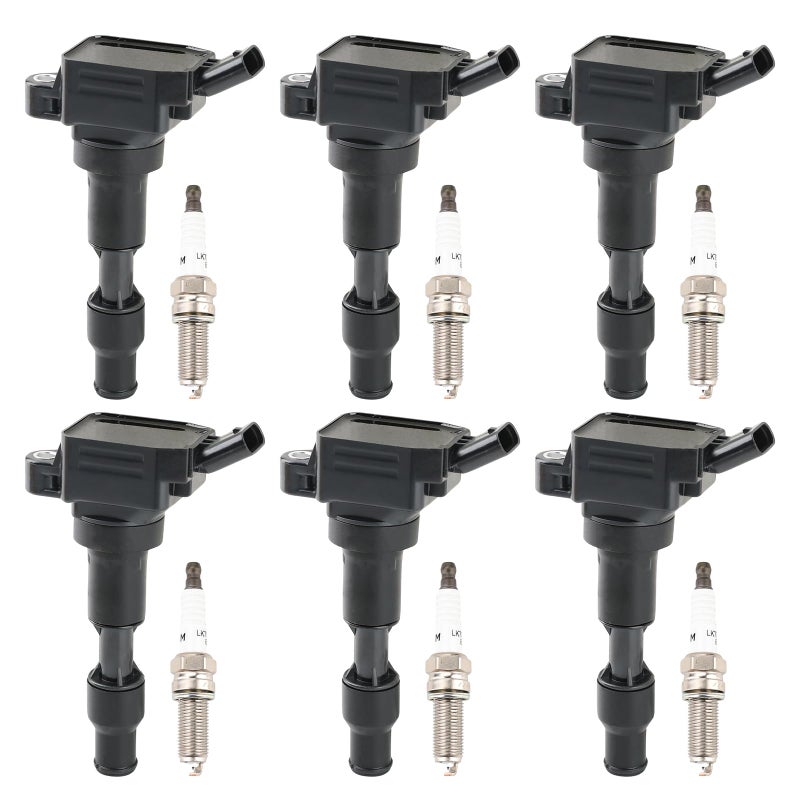 JDMON Ignition Coils Pack with Spark Plugs Compatible with Kia Sedona Telluride Cadenza Sorento Hyundai Palisade Genesis G80 20162020 V6 33L 38L Replacement for UF863 273103L030 93175