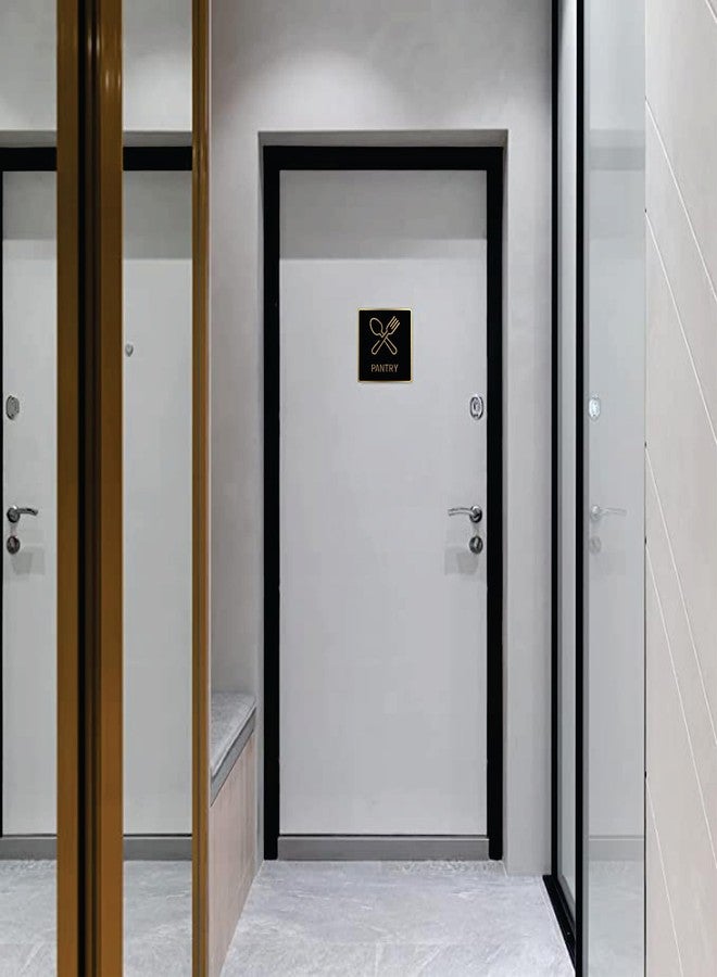 Vertical Root Inc Pantry Sign/Sticker Premium Black Gold Acrylic Signage. Self Adhesive Tape (3M). Clear,Durable & Stylish Acrylic Door Sign for Office,Hotel,Resort,Hospital Kitchen Areas - Image 3