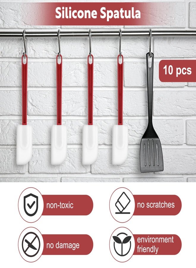 cobee 10 Pcs Silicone Spatulas Set, 500°F Heat-Resistant Commercial Spatula Food Grade Rubber Non Stick Silicone Scraper Spatula with Long Handle for Kitchen Cook Mix Fry Spread Bake, Dishwasher Safe - Image 4