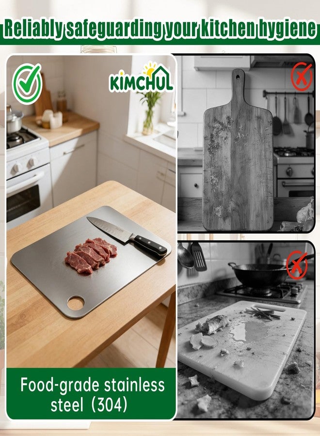 KIMCHUL Cutting Board Single-Sided Scratch-Resistant - Food Grade Stainless Steel Cutting Boards for Kitchen- for cutting Meat, Fruit, Vegetables, Outdoor or Indoor 14" X 11" - Image 4