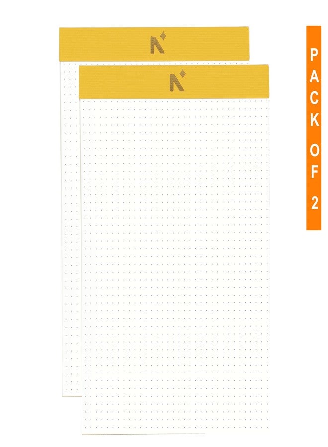 NEORAH - A5 Note Pad/Memo Book | Pack of 2 |Dotted pages | 120 Gsm | 64 Tear Off Sheets / 128 Pages | Legal Writing Pad, Office Note Pad - Things to Do | Scribbling Pad |Notepad For Writing - Yellow - Image 1