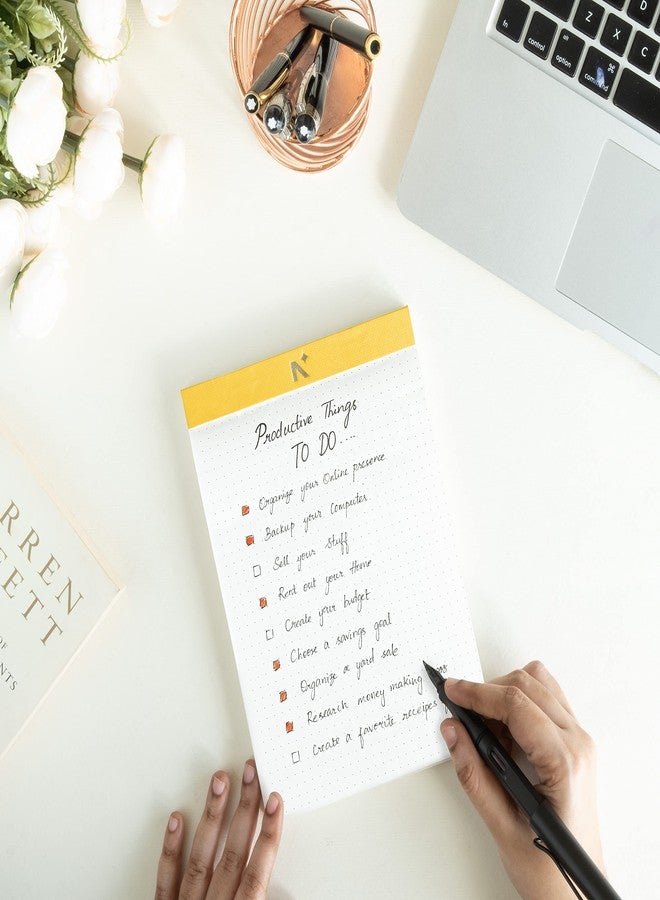 NEORAH - A5 Note Pad/Memo Book | Pack of 2 |Dotted pages | 120 Gsm | 64 Tear Off Sheets / 128 Pages | Legal Writing Pad, Office Note Pad - Things to Do | Scribbling Pad |Notepad For Writing - Yellow - Image 2
