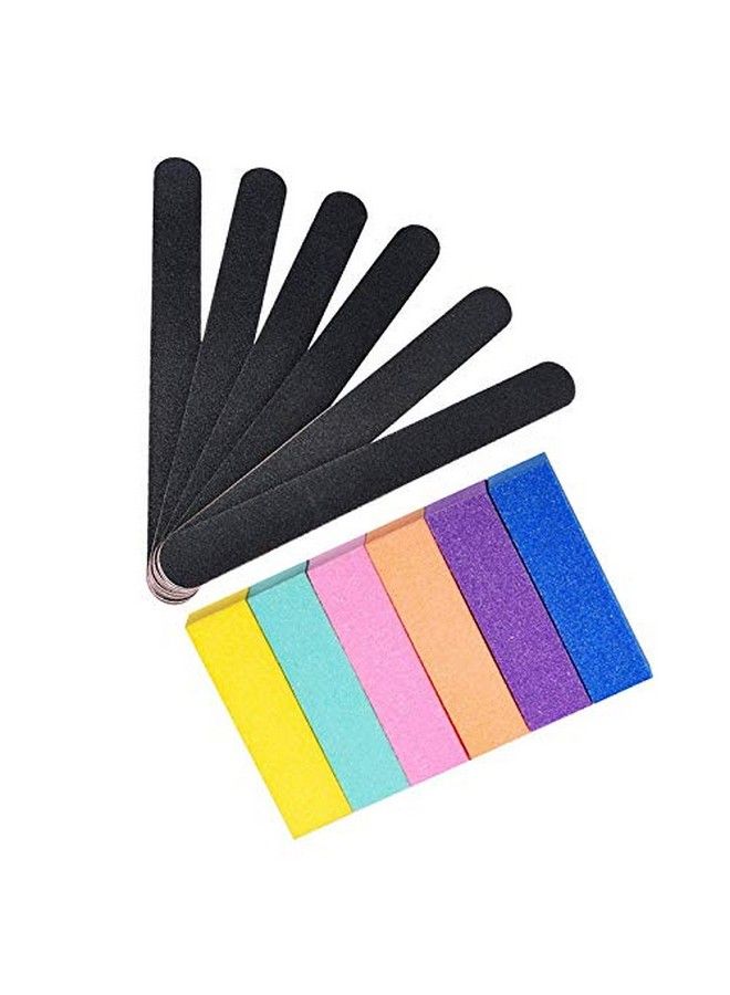 ONWON 6 Pcs Nail File And 6 Pcs Bufferprofessional Double Sided 100180 Grit Nail Files Sanding Nail Polisher Art Pedicure Manicure Nail Files Manicure Kit Rectangular Art Care Buffer Block Tools - Image 2