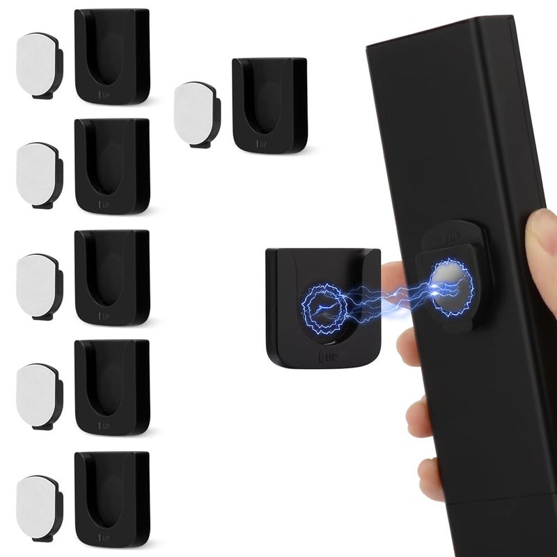 WALLFID Magnetic Remote Control Holder Wall Mount, Innovative Slot Design for Effortless Organization of Home, Office, and School Supplies - Organize and Fix Remotes with Ease (Black, 6 pack) - Image 1