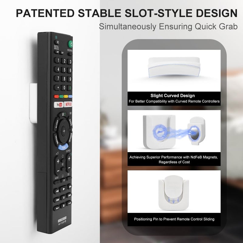 WALLFID Magnetic Remote Control Holder Wall Mount, Innovative Slot Design for Effortless Organization of Home, Office, and School Supplies - Organize and Fix Remotes with Ease (Black, 6 pack) - Image 2