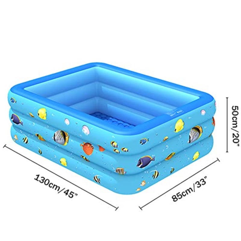Inflammable Pool, Ocean Life Pool For Kid, 130x 85x 50Cm Toddler, Adult Thickened Family Swimming Pool - Image 4