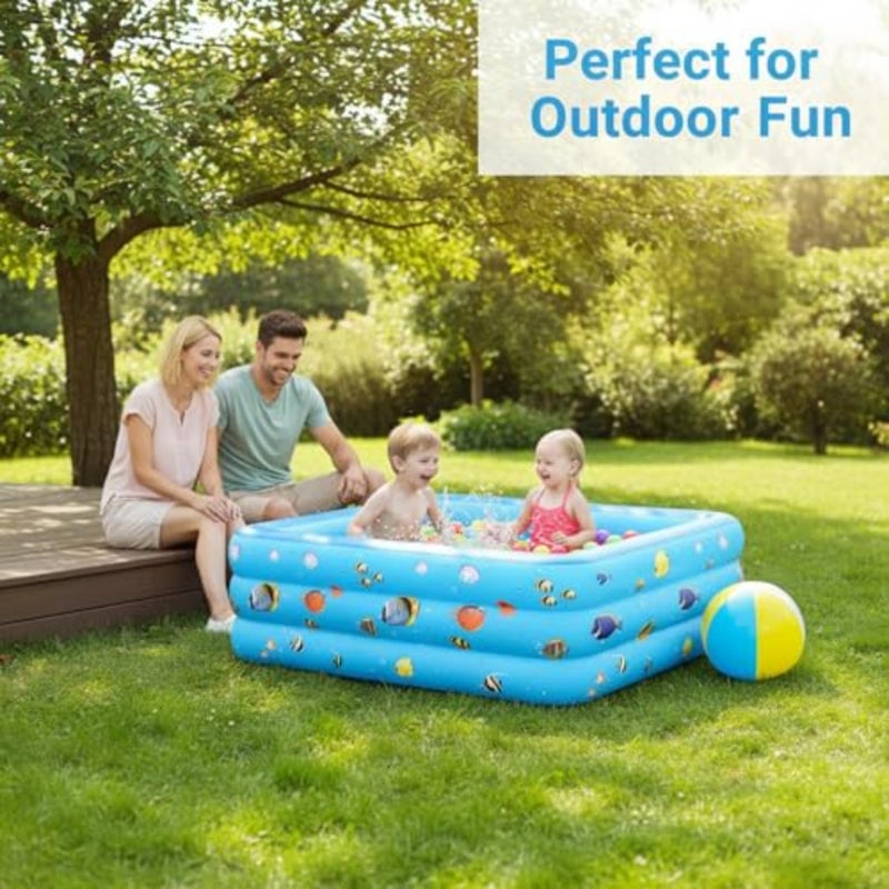 Inflammable Pool, Ocean Life Pool For Kid, 130x 85x 50Cm Toddler, Adult Thickened Family Swimming Pool - Image 5