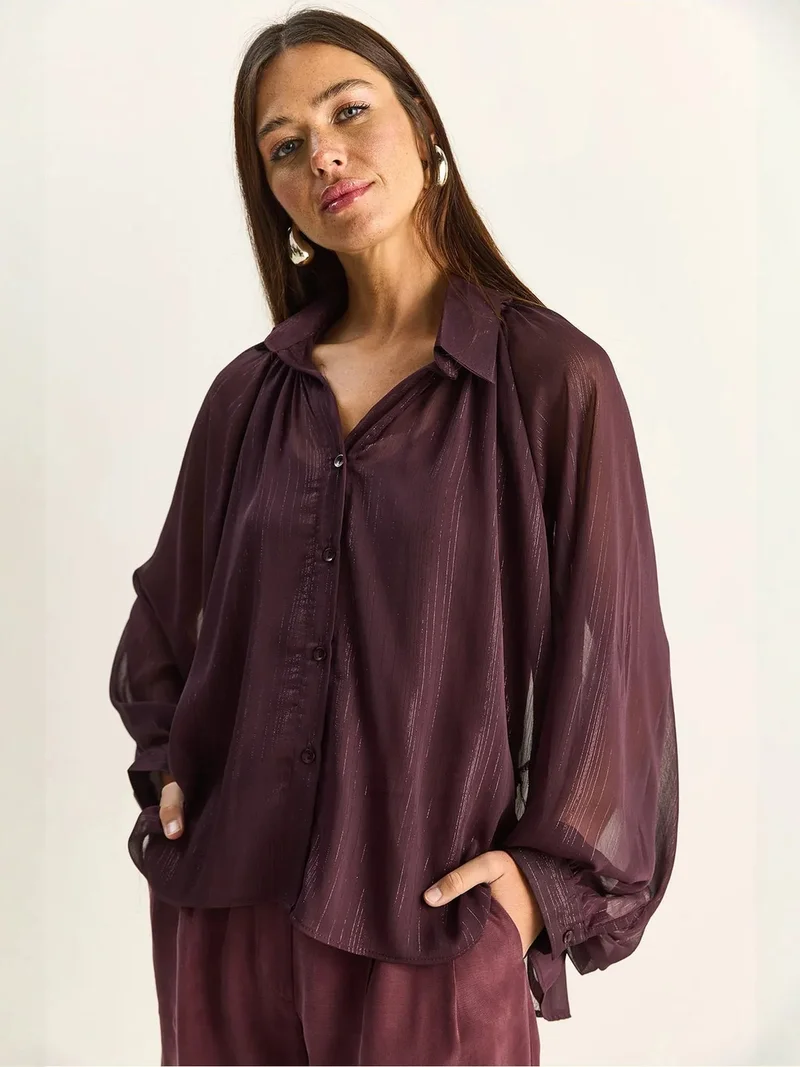 Bianco Lucci LUCCI Loose Cotton Chiffon Shirt
