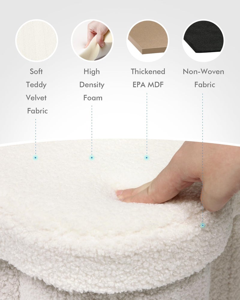 B FSOBEIIALEO Storage Ottoman Cube, Heart Shaped Ottomans with Storage Foot Stool Footrest for Lving Room, Boucle Ottoman Seat for Dorm Room,Faux Teddy Fur, White 15"x15"x15" - Image 2