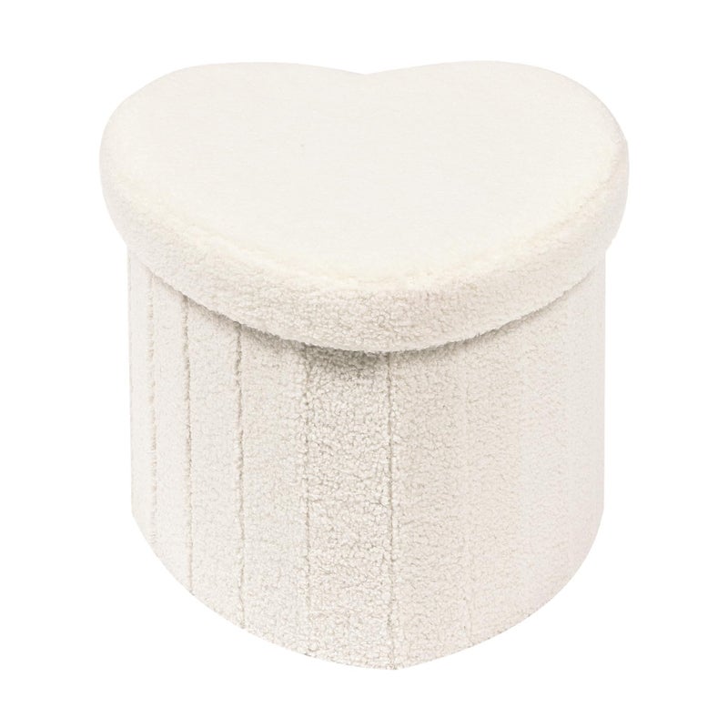 B FSOBEIIALEO Storage Ottoman Cube, Heart Shaped Ottomans with Storage Foot Stool Footrest for Lving Room, Boucle Ottoman Seat for Dorm Room,Faux Teddy Fur, White 15"x15"x15" - Image 1