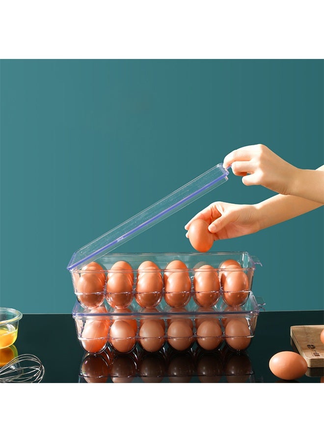 Egg Holder for Refrigerator 2 Pack, Plastic Egg Storage Container, Stackable Egg Tray with Lid, Clear Fridge Storage Container, Holds 14 Eggs - Image 4