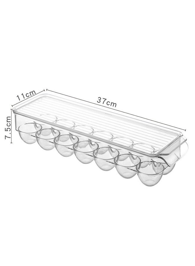 Egg Holder for Refrigerator 2 Pack, Plastic Egg Storage Container, Stackable Egg Tray with Lid, Clear Fridge Storage Container, Holds 14 Eggs - Image 1