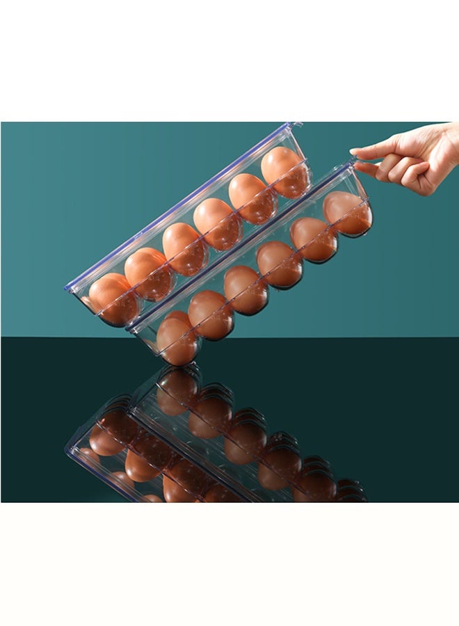 Egg Holder for Refrigerator 2 Pack, Plastic Egg Storage Container, Stackable Egg Tray with Lid, Clear Fridge Storage Container, Holds 14 Eggs - Image 5
