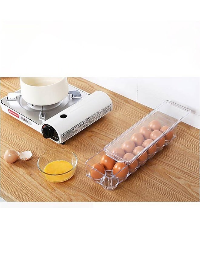 Egg Holder for Refrigerator 2 Pack, Plastic Egg Storage Container, Stackable Egg Tray with Lid, Clear Fridge Storage Container, Holds 14 Eggs - Image 3