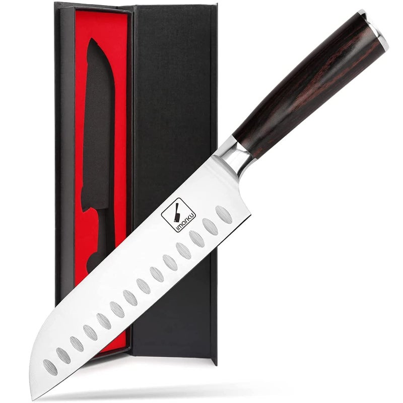 imarku Chef Knife 7 Inch Kitchen Knife Ultra Sharp Santoku Knife - 7Cr17Mov Japanese Chefs Knife, Kitchen Gadgets 2024, Birthday Gifts for Him Her, Best Gifts for Women Men - Image 1