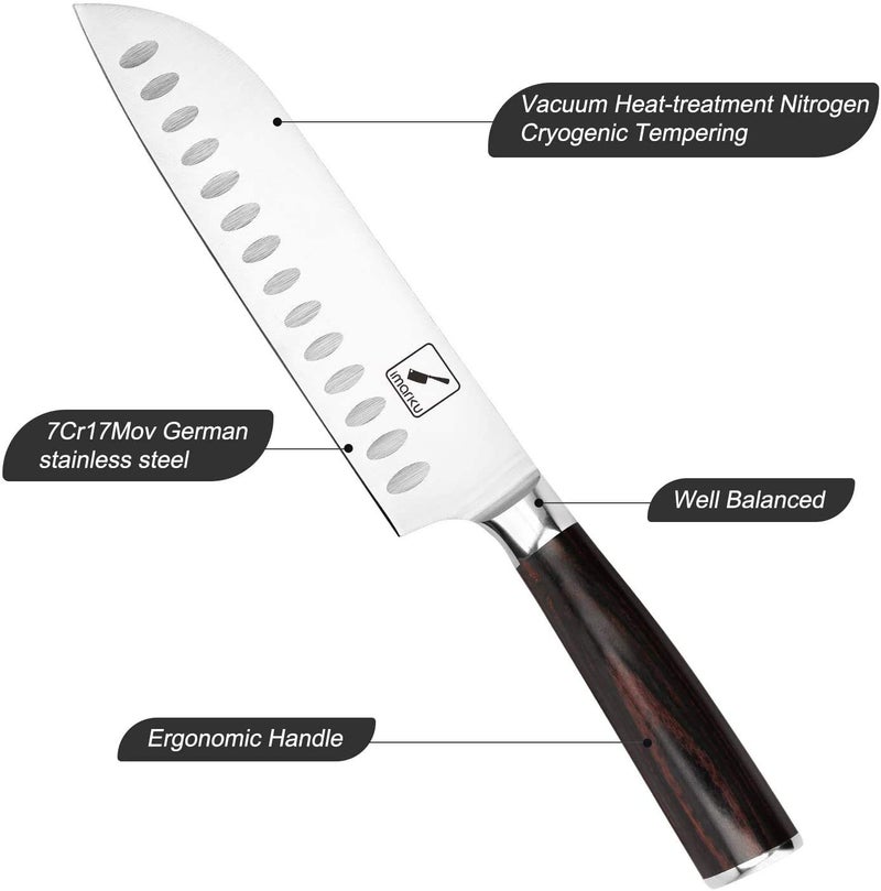 imarku Chef Knife 7 Inch Kitchen Knife Ultra Sharp Santoku Knife - 7Cr17Mov Japanese Chefs Knife, Kitchen Gadgets 2024, Birthday Gifts for Him Her, Best Gifts for Women Men - Image 2
